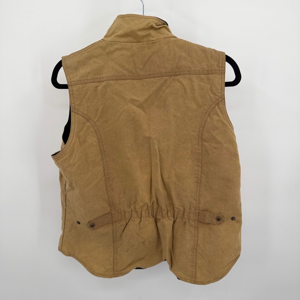 Outback Men's M Oilskin Canvas Waxed Vest Tan Black Workwear Lined Full Zip READ - Picture 2 of 14